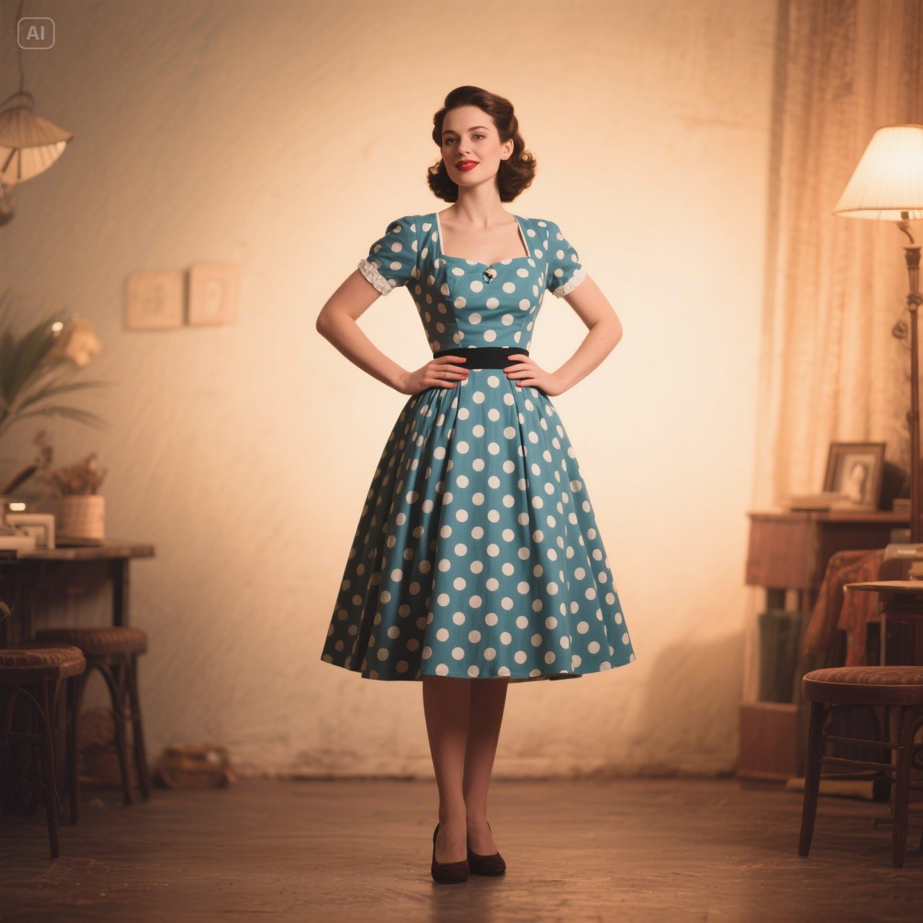1950s Polka Dot Swing Dress