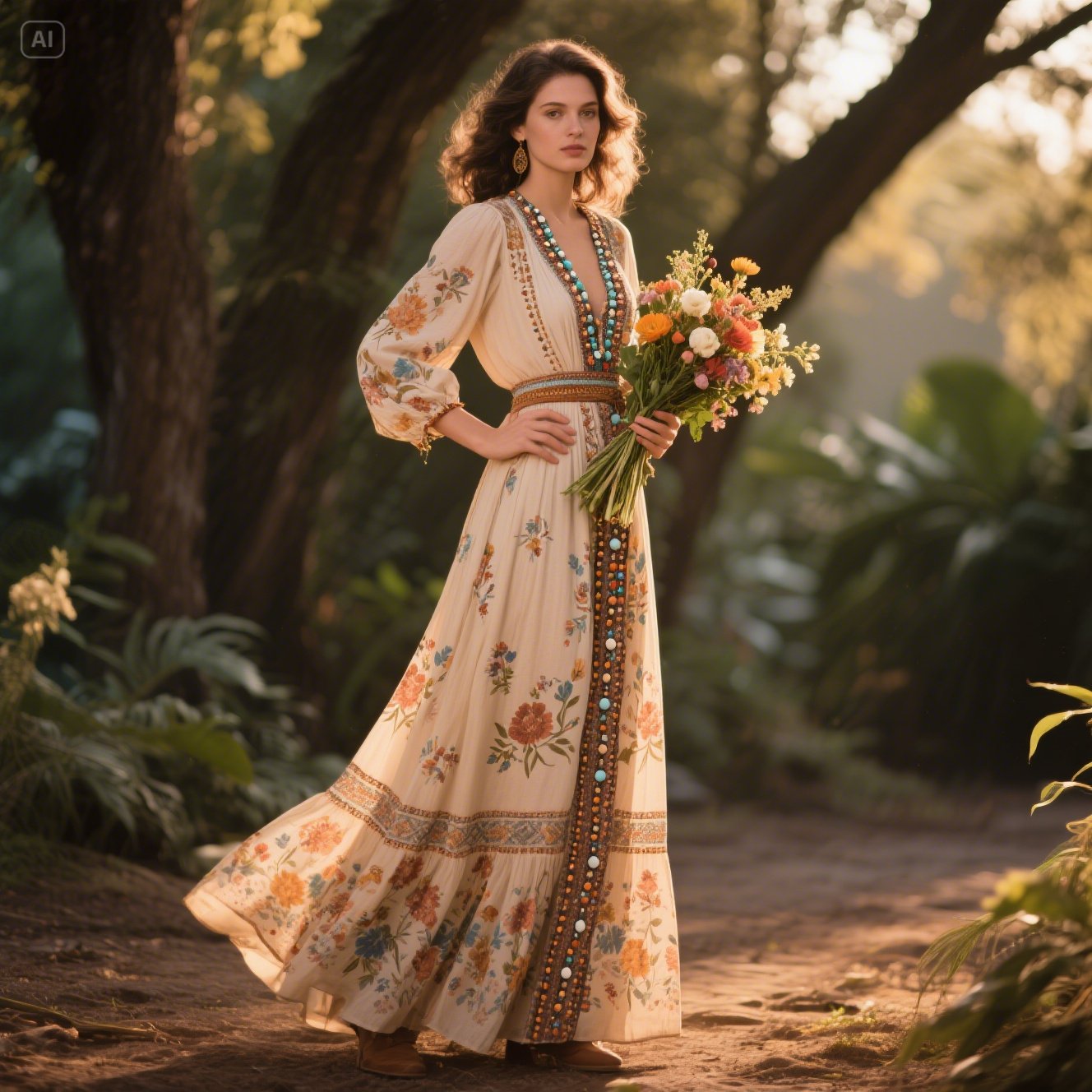 1970s Boho Maxi Dress