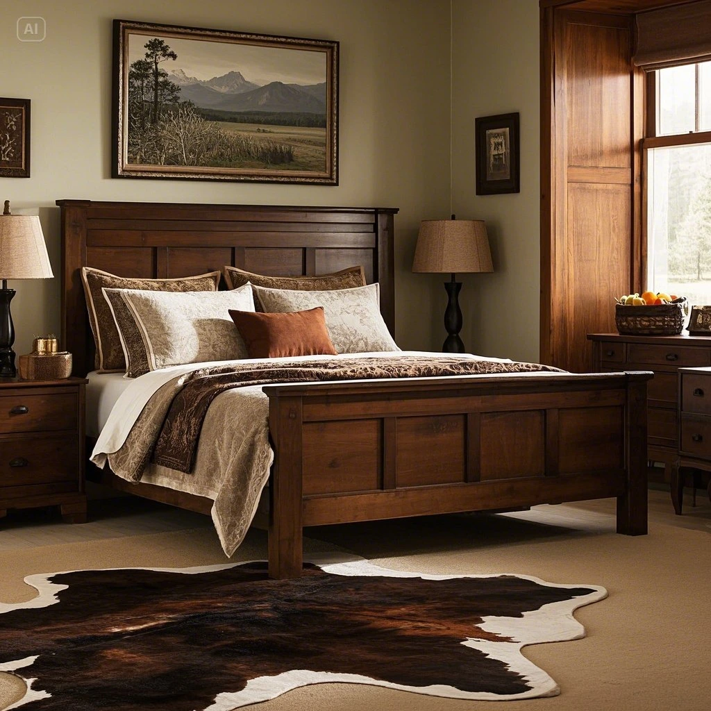 Add a Cowhide Rug Western Bedroom Ideas