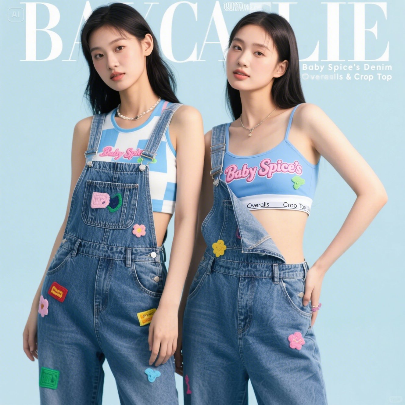 Baby Spice’s Denim Overalls & Crop Top