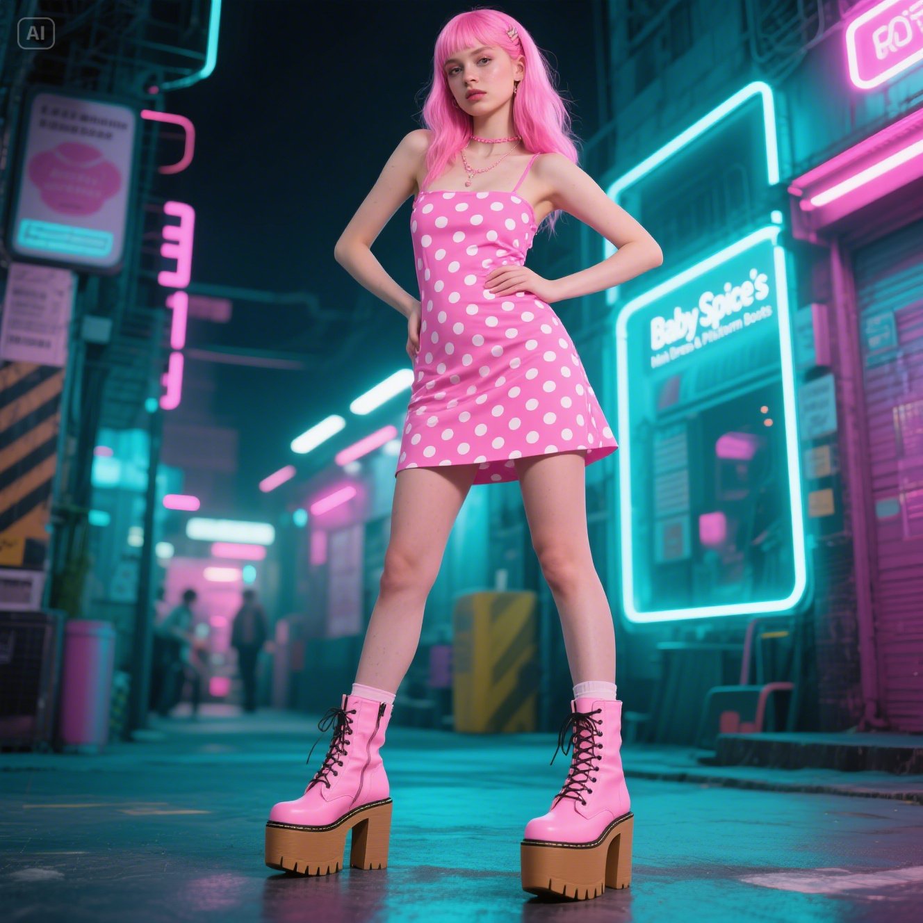 Baby Spice’s Pink Mini Dress & Platform Boots