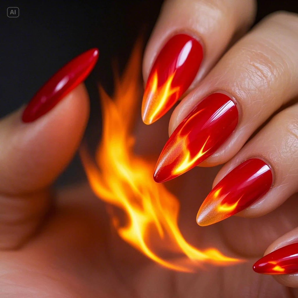 Blazing Flame Nails For Fiery Fingertips