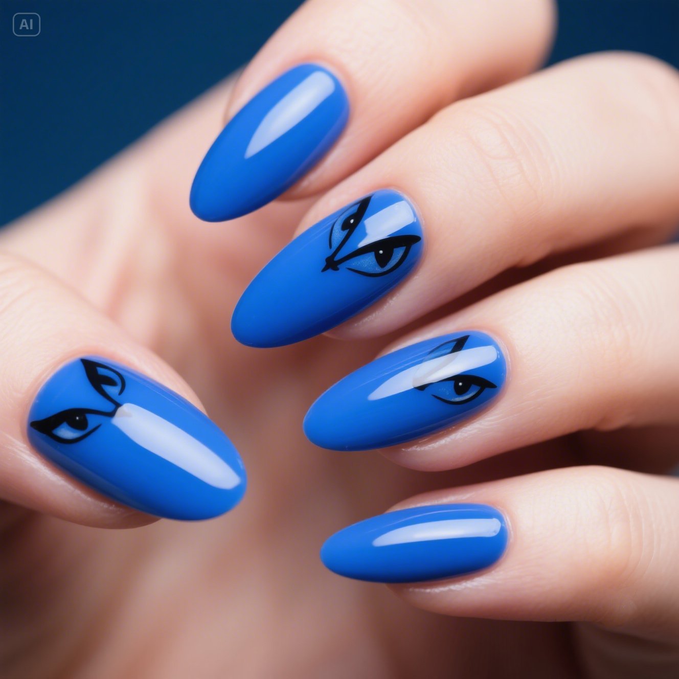 Blue Cat Eye Nails