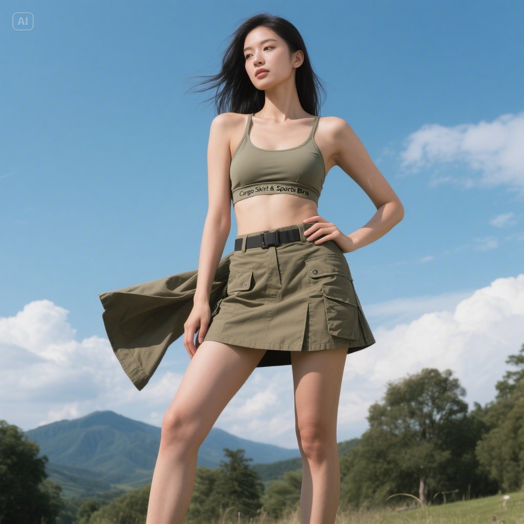 Cargo Skirt & Sports Bra