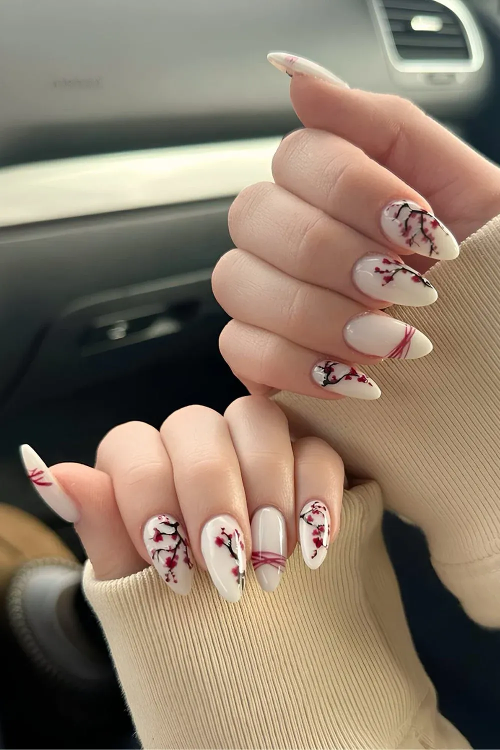 Cherry Pair Glossy Look Nail Design