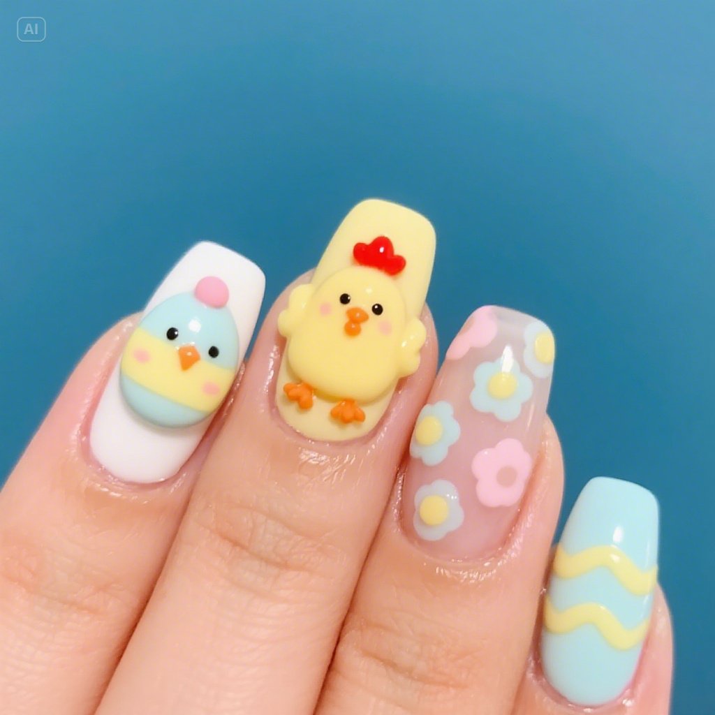 Chick & Egg Accents Nail