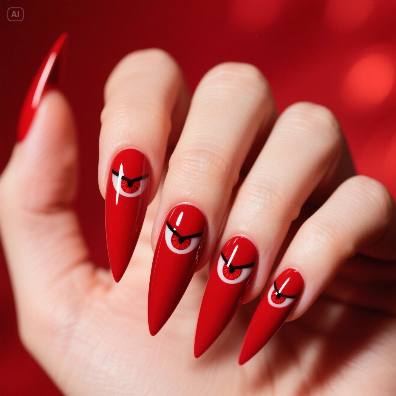 Classic Red Cat Eye Nails