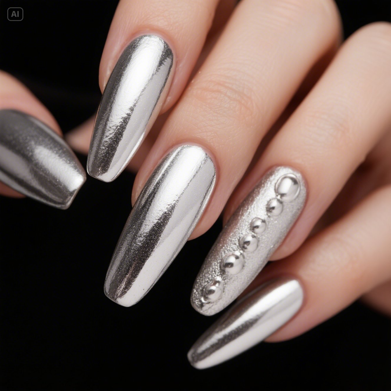 Classic Silver Chrome Nails