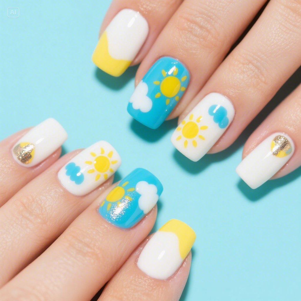Cloud & Sunshine Nails