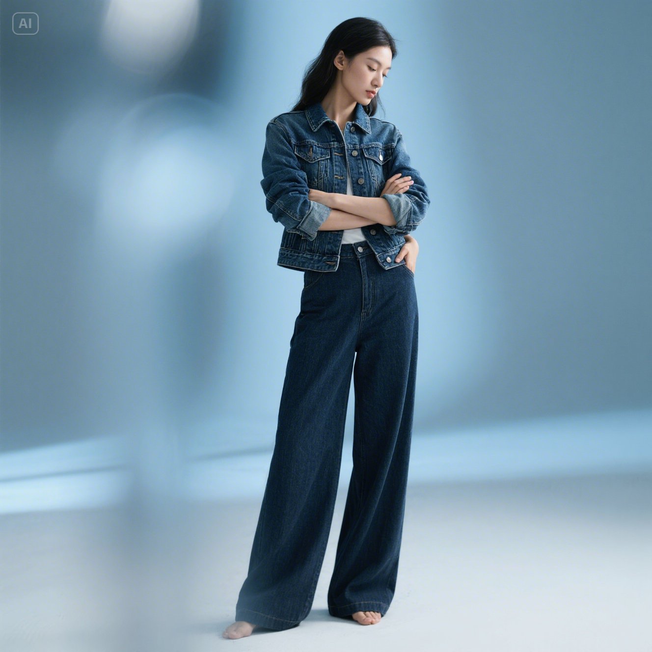 Denim Jacket & Slacks