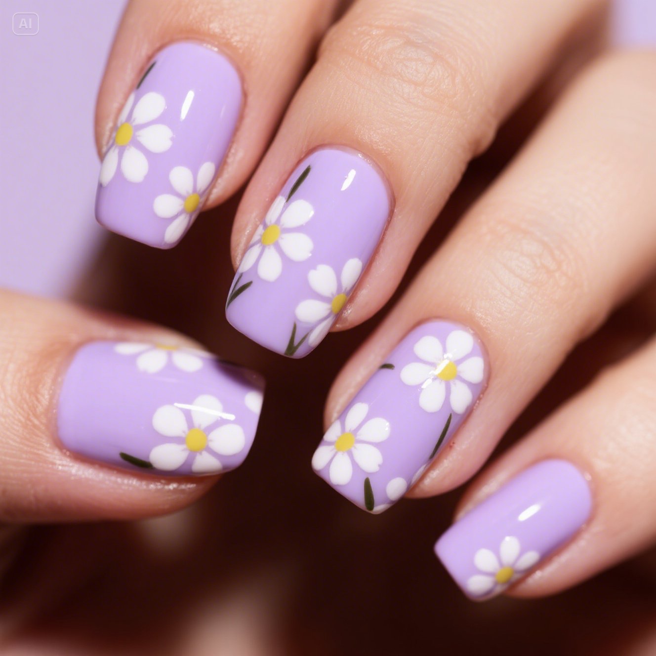 Floral Lilac Nails
