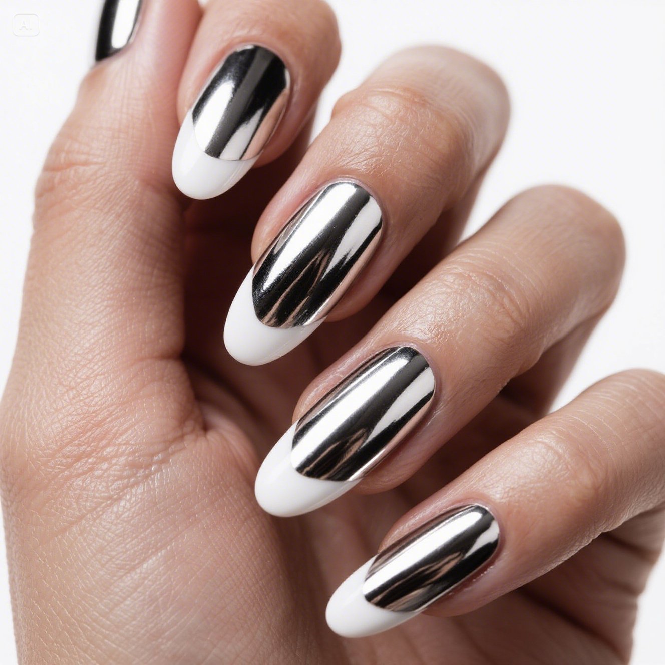 French Tip Chrome Nails