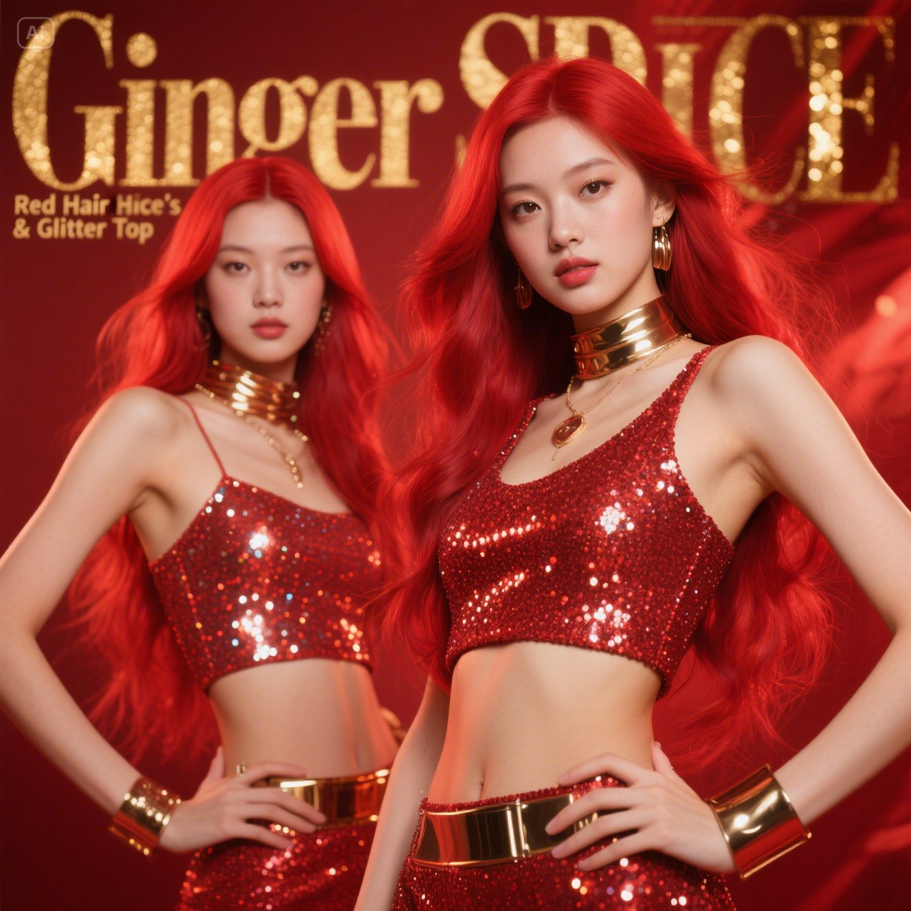 Ginger Spice’s Red Hair & Glitter Top