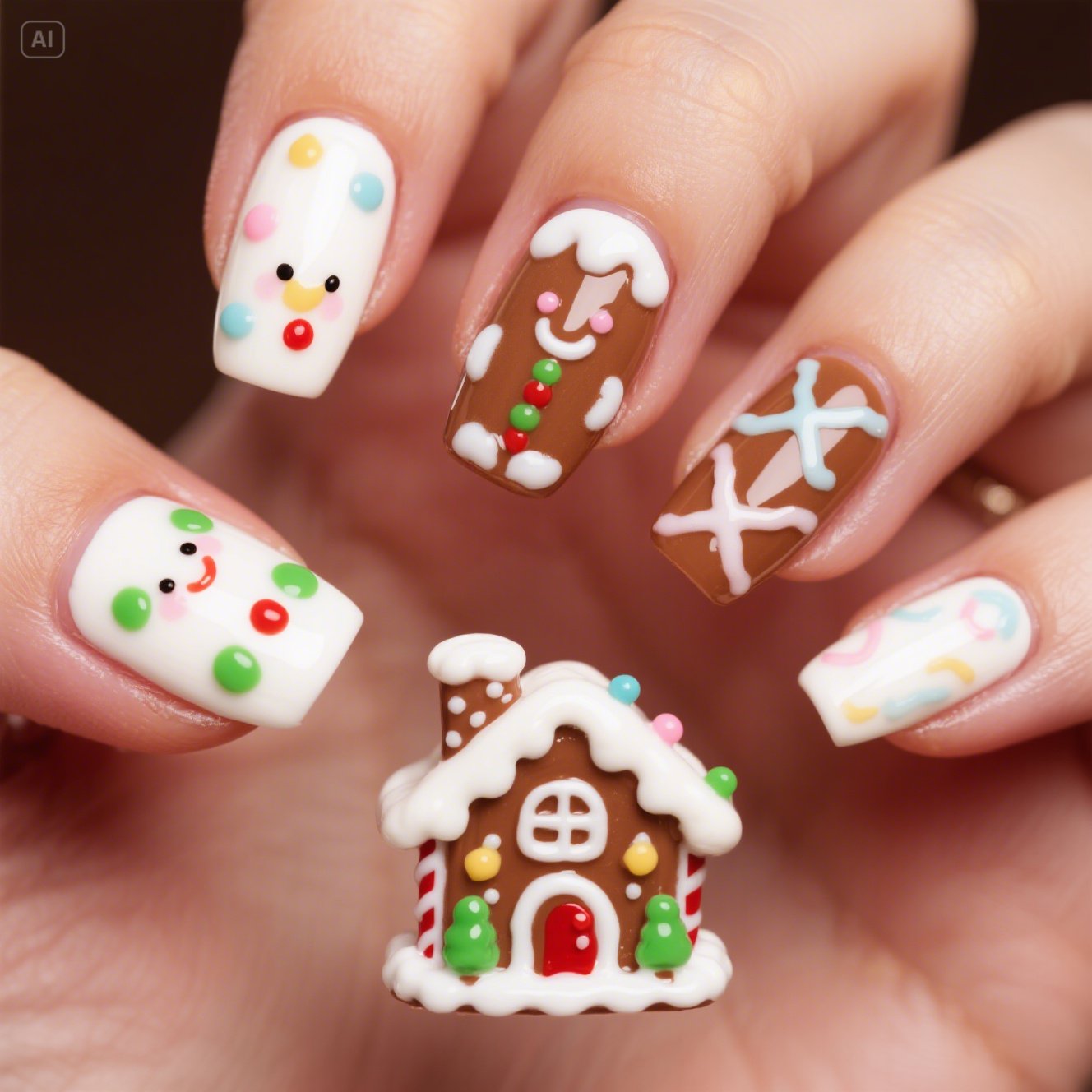 Gingerbread House Nails