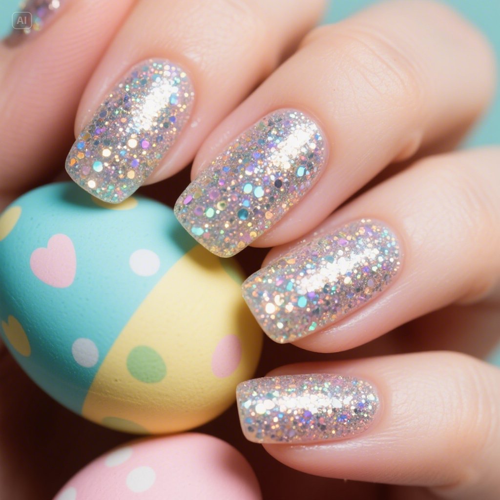 Glitter Easter Eggs Nail