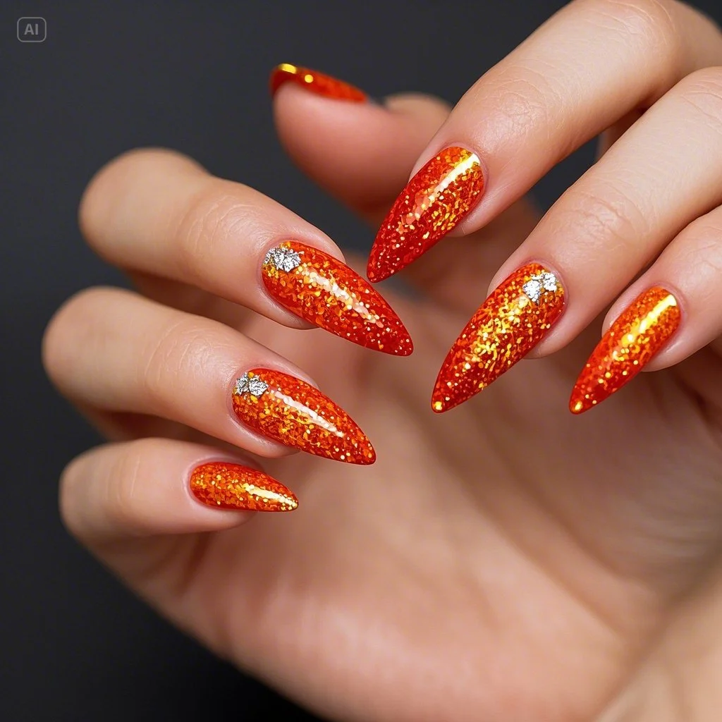 Glitter Flame Nails