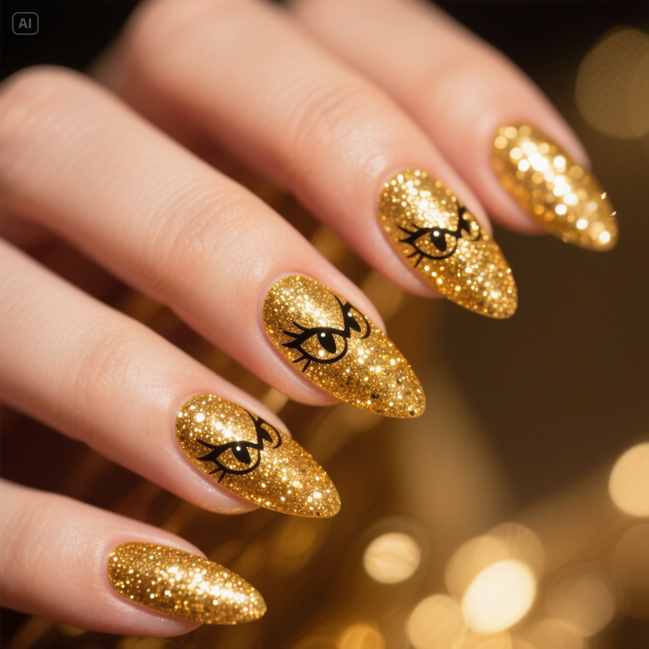 Gold Cat Eye Nails