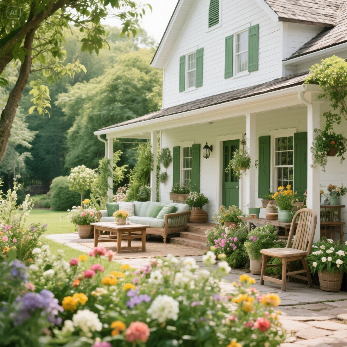 Greenery and Flowers Farmhouse Decor Ideas