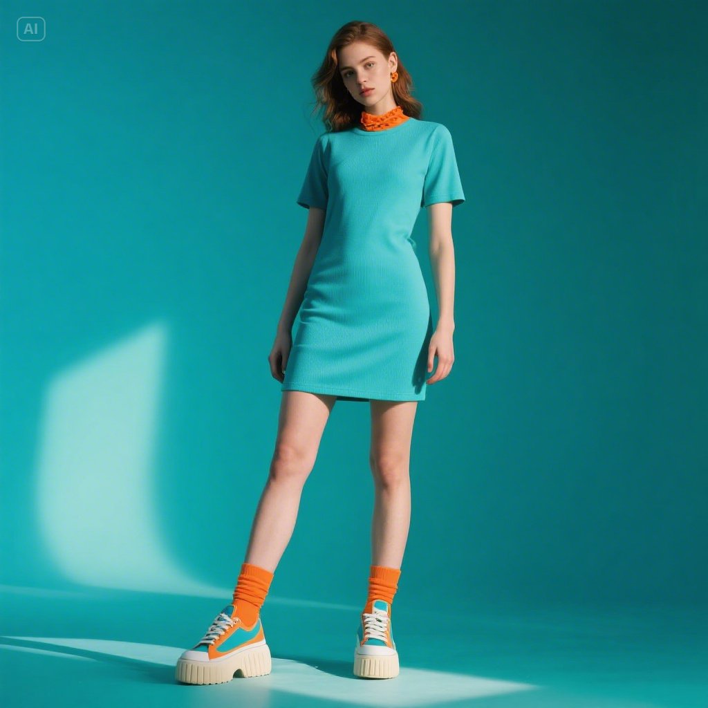 Jersey Mini Dress with Chunky Sneakers