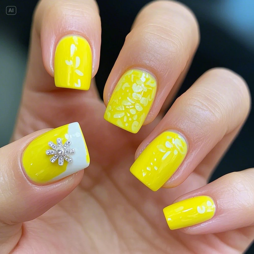 Lemon Drop Doodles Nail Design
