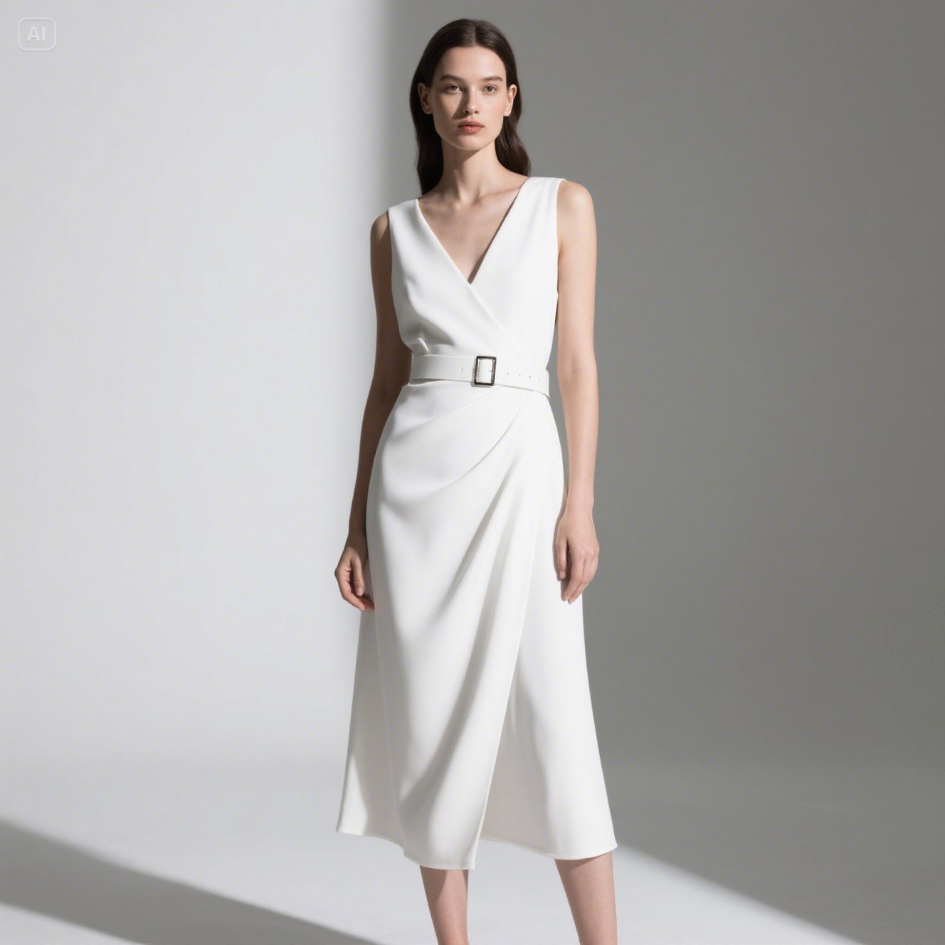 Midi Dress with a Belt