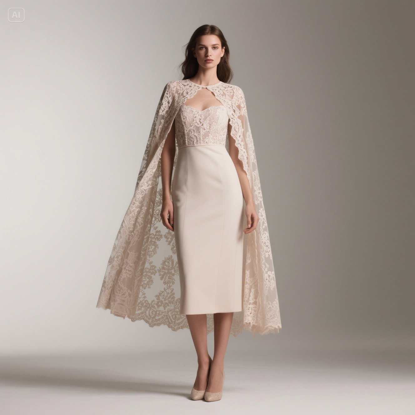 Midi Dress with a Capelet