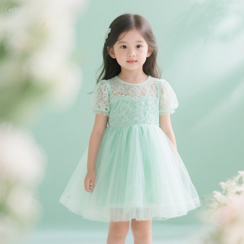 Mint Green Lace & Tulle Dress