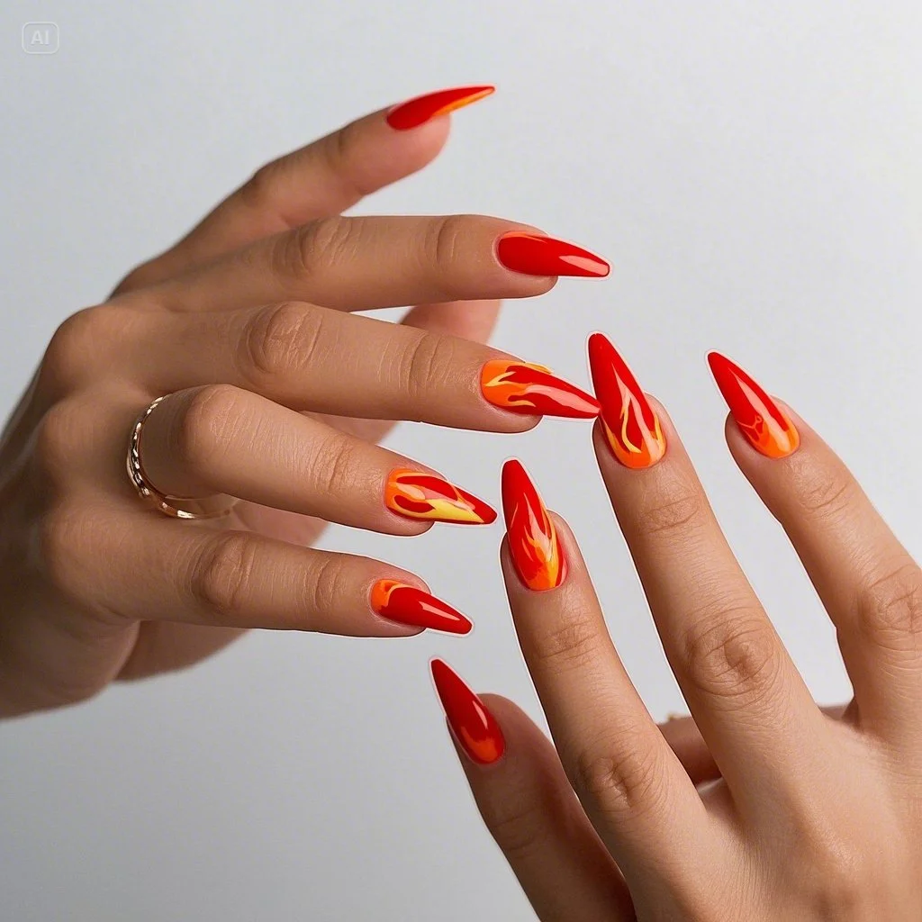 Negative Space Fire Nails