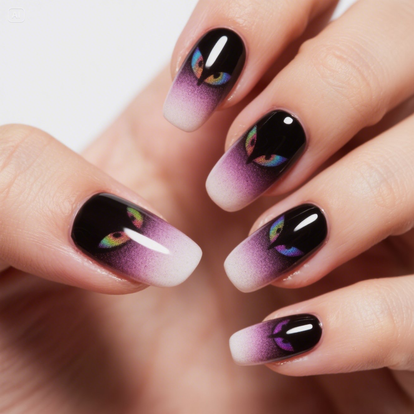 Ombré Cat Eye Nails