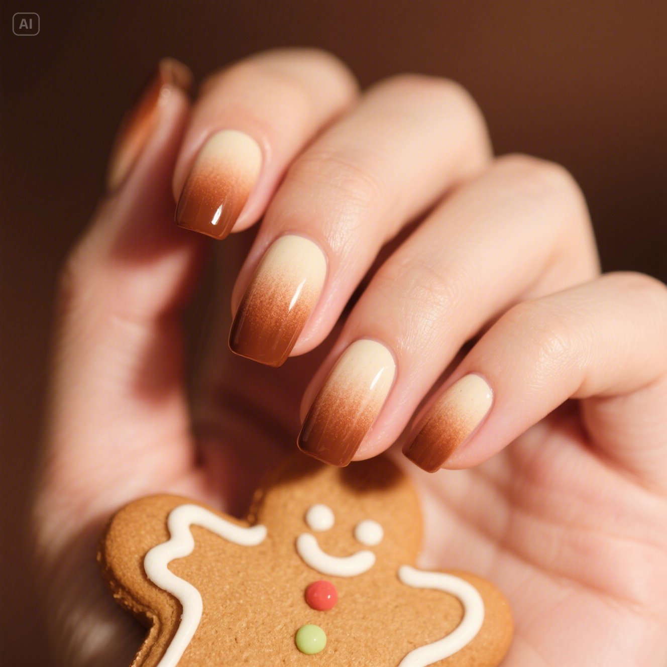 Ombré Gingerbread Nails