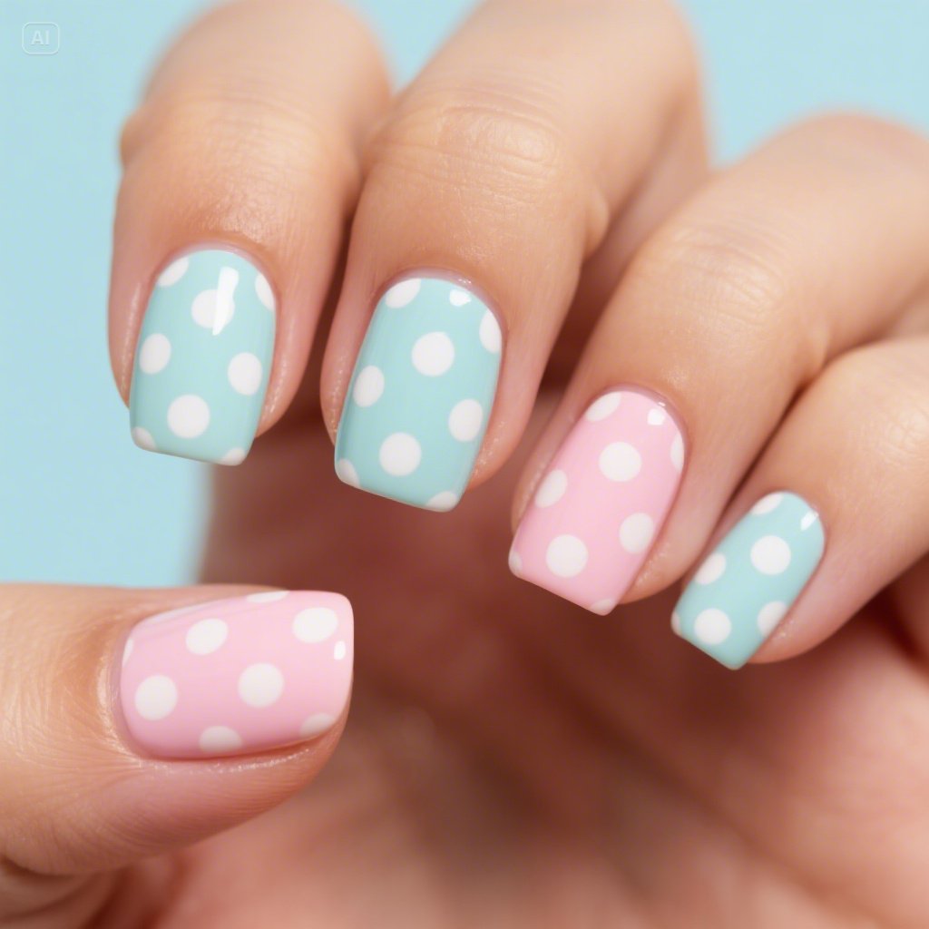 Pastel Polka Dots Nail