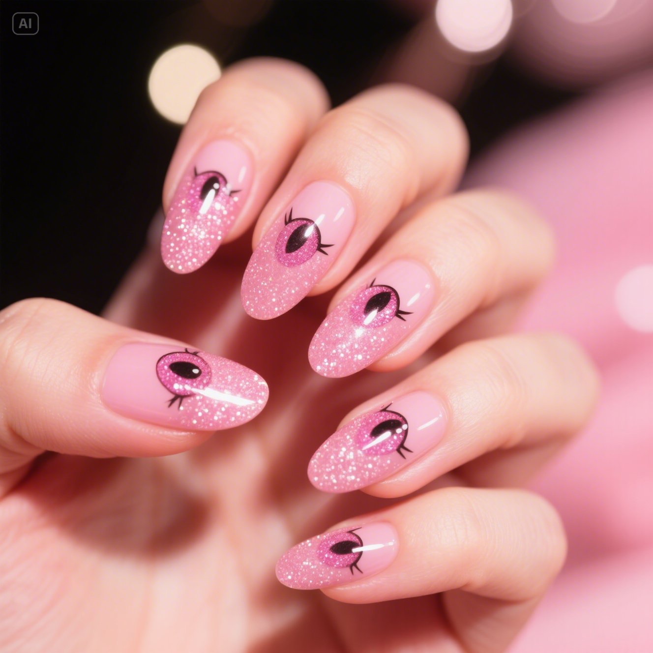 Pink Cat Eye Nails
