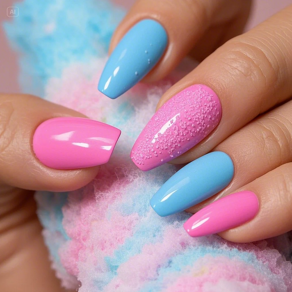 Pink & Blue Nails For A Cotton Candy Look