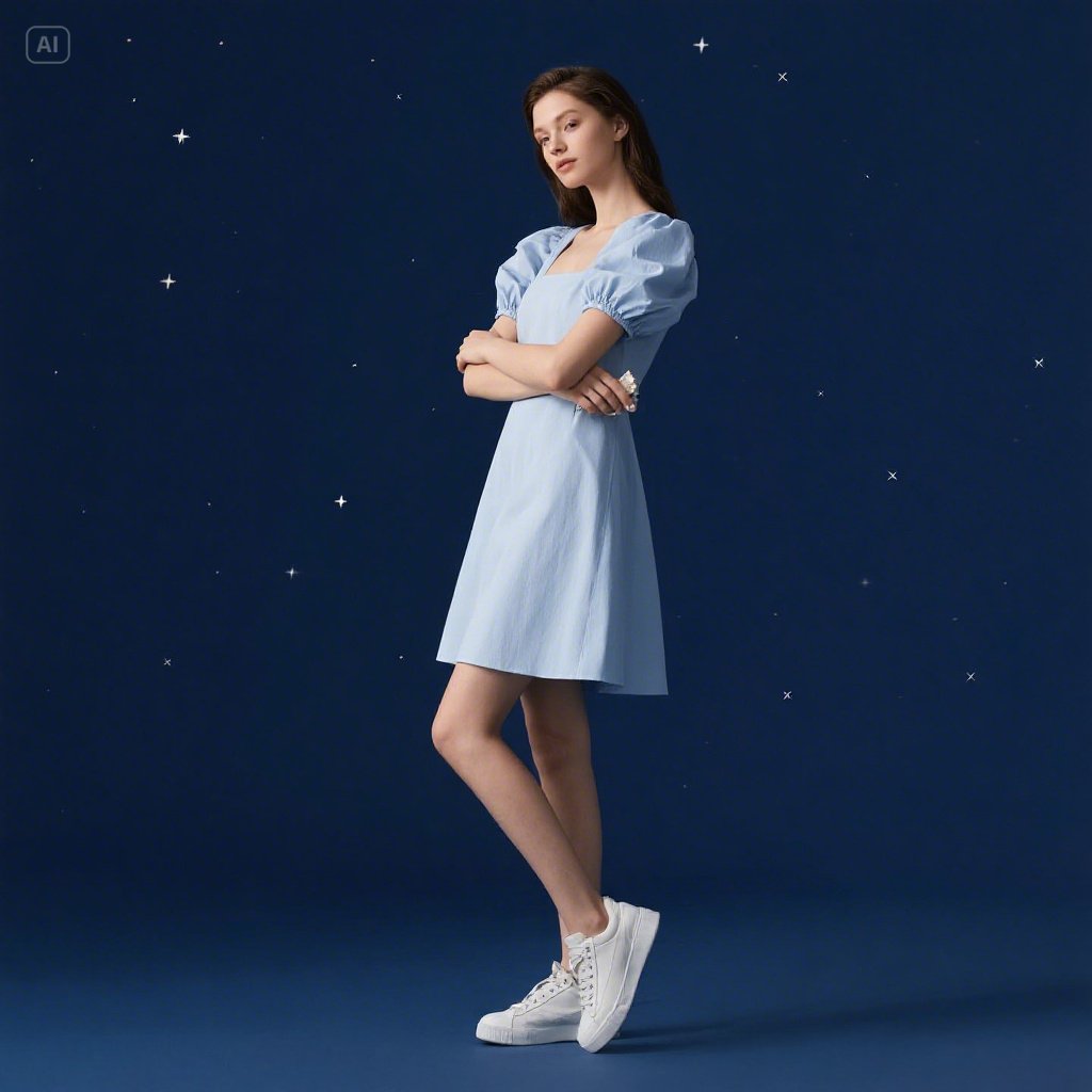 Puff Sleeve Dress with Air Forces