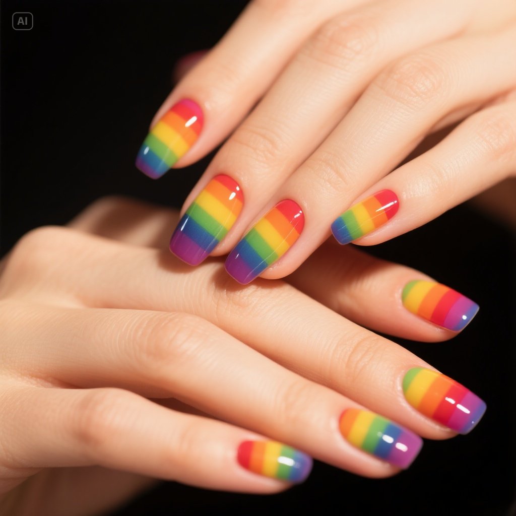 Rainbow Gradient Nail