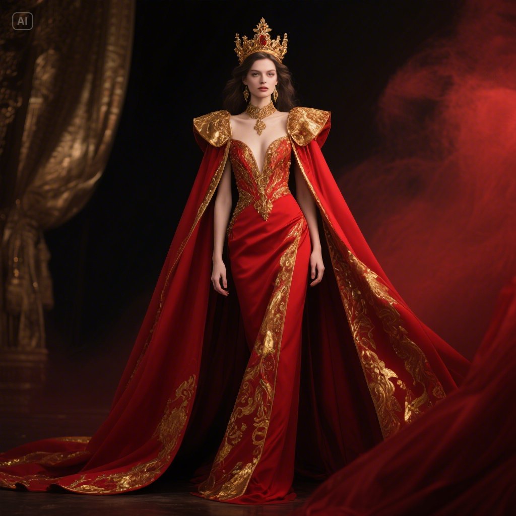 Regal Red Cape Dress