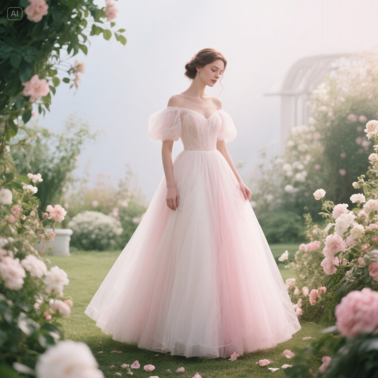 Romantic Ballgown with Leg-of-Mutton Sleeves