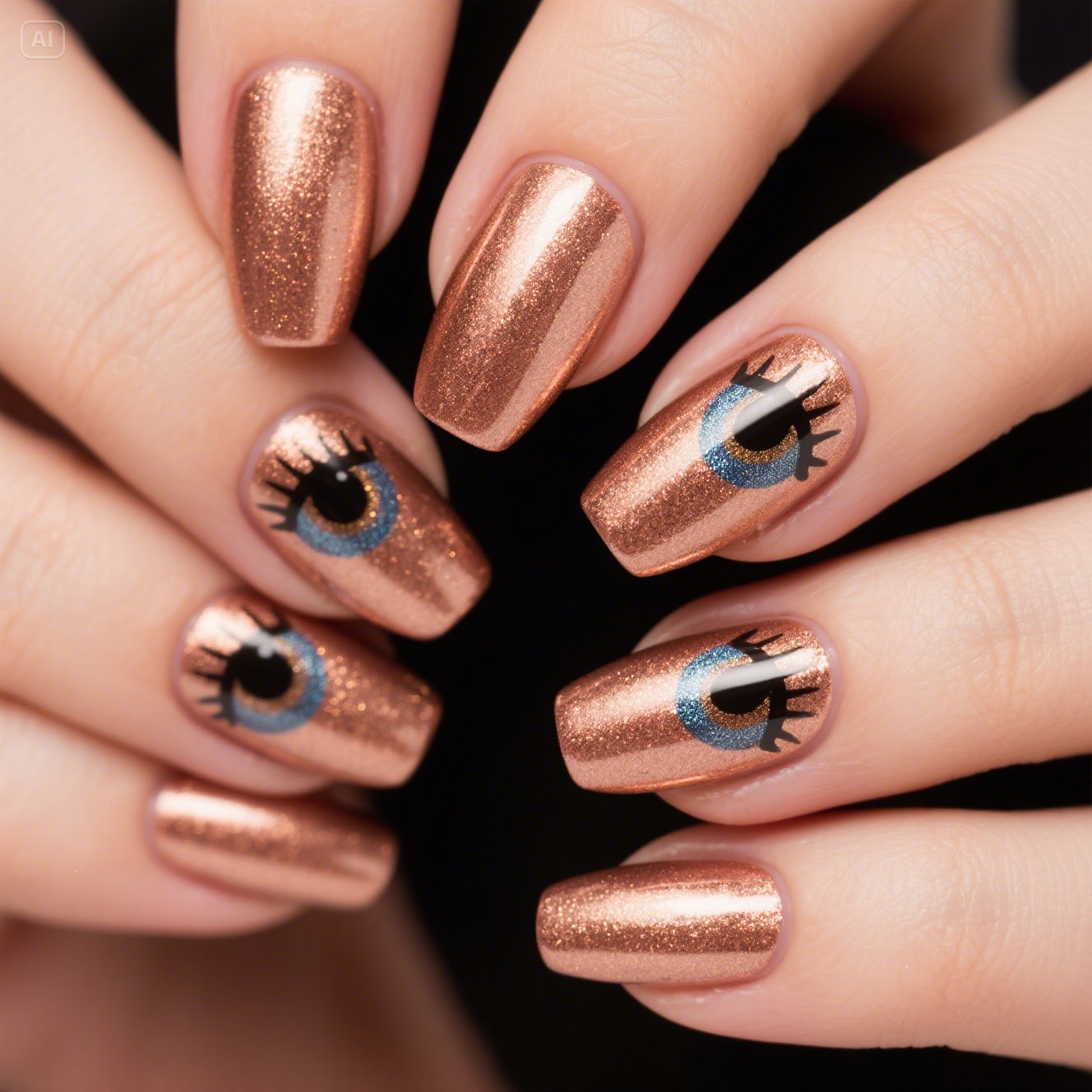 Rose Gold Cat Eye Nails