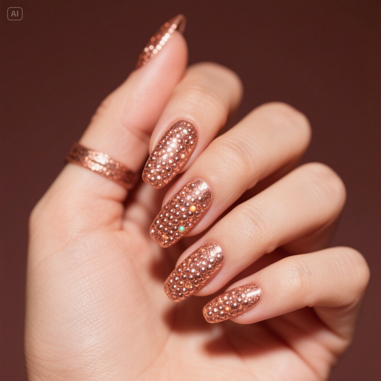 Rose Gold Caviar Nails