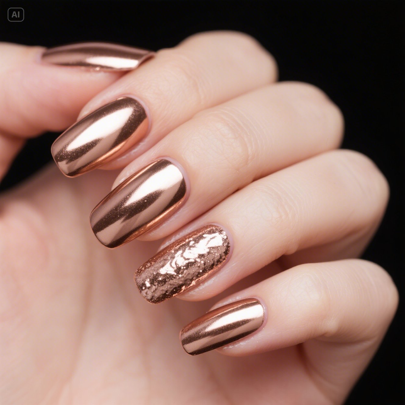 Rose Gold Chrome Nails