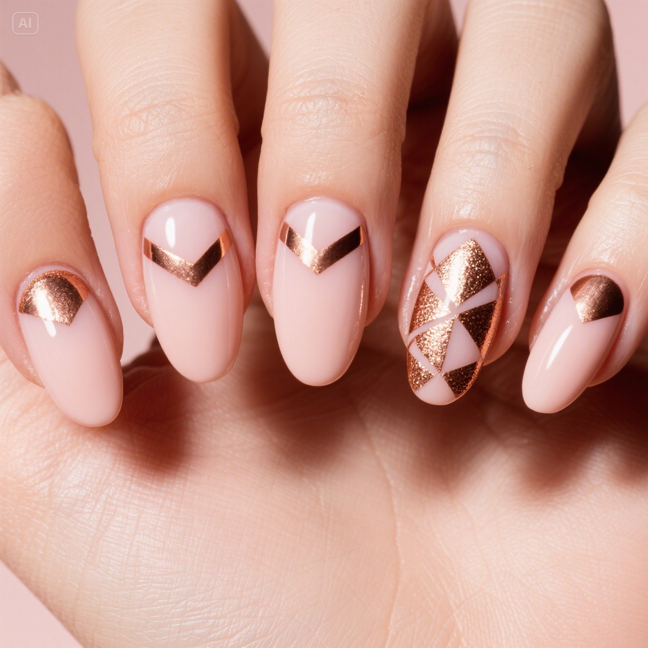Rose Gold Geometric Accents