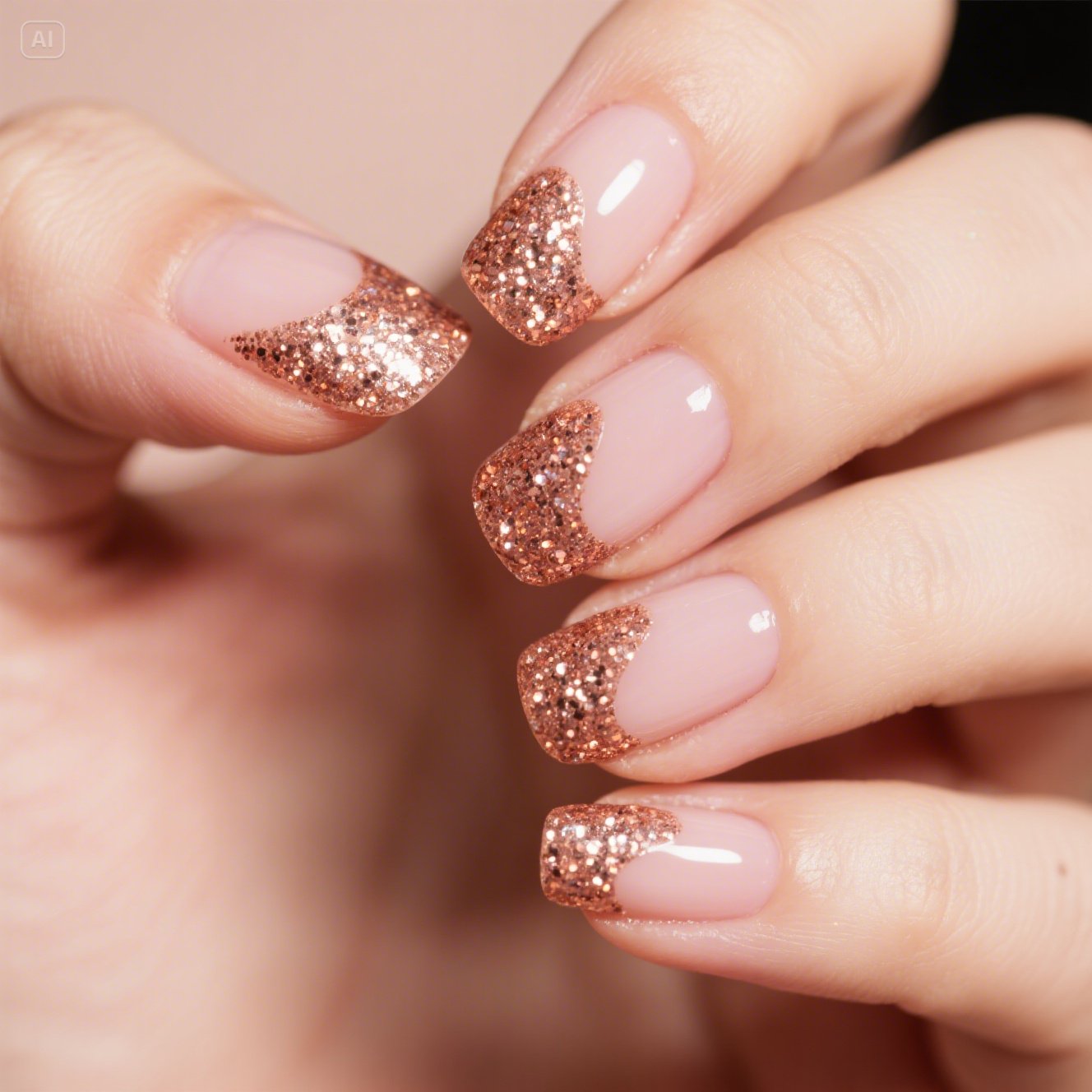 Rose Gold Glitter Half-Moon