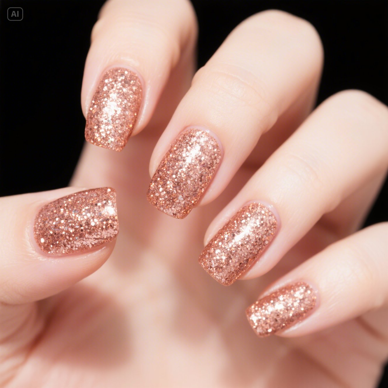 Rose Gold Glitter Tips