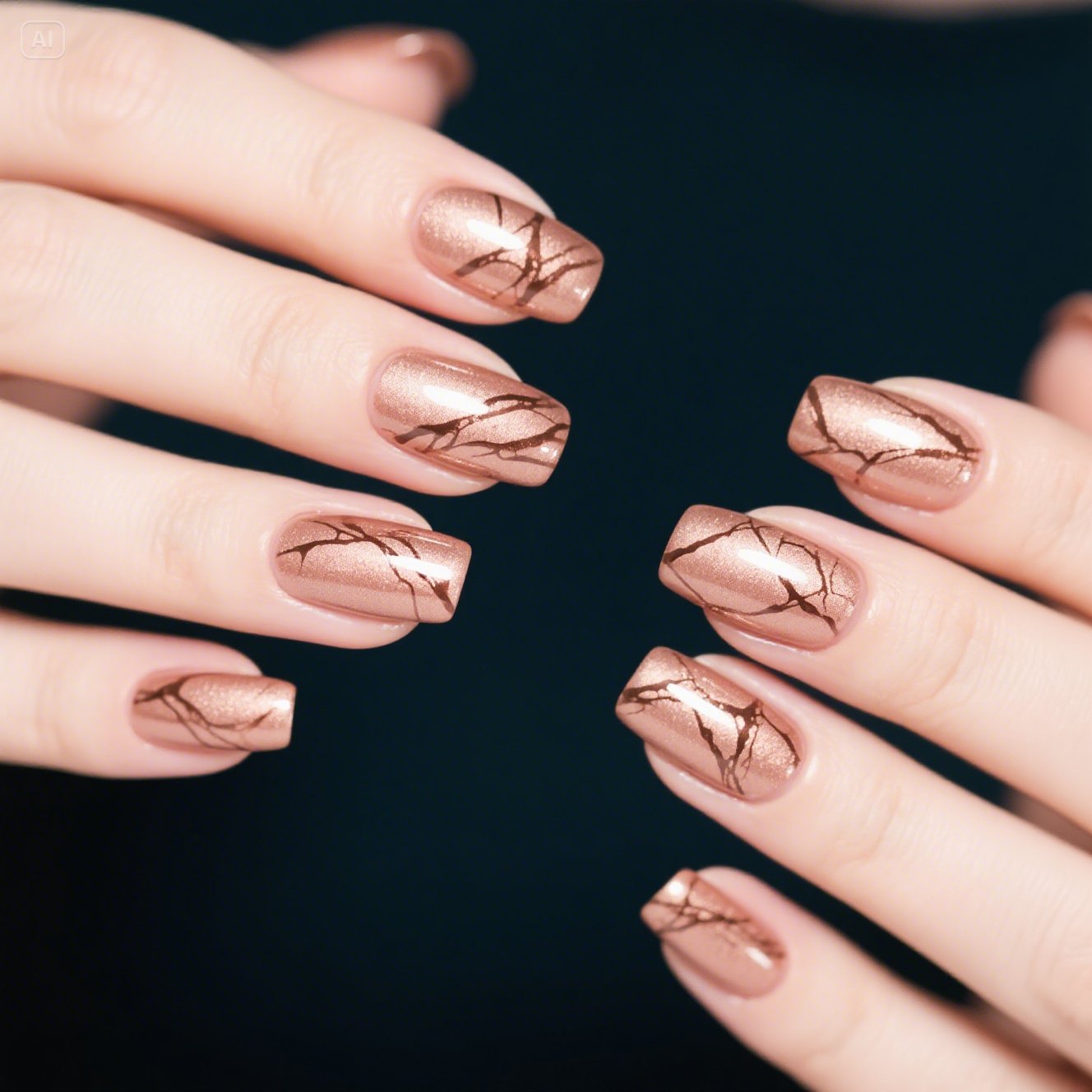 Rose Gold Marble Nails