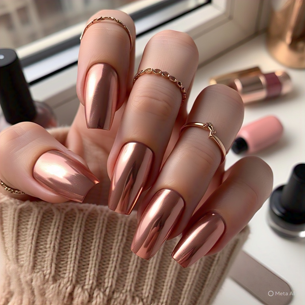 Rose Gold & Nude Gradient Nails