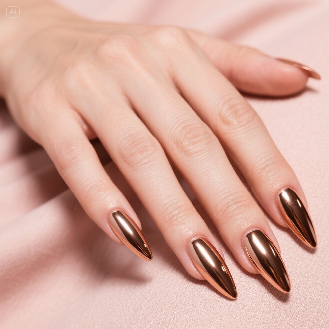 Rose Gold Stiletto Nails