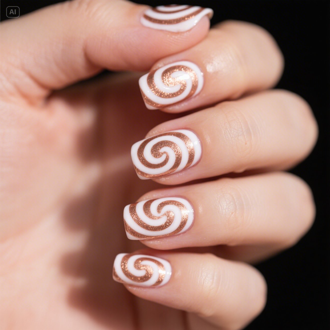 Rose Gold & White Swirls