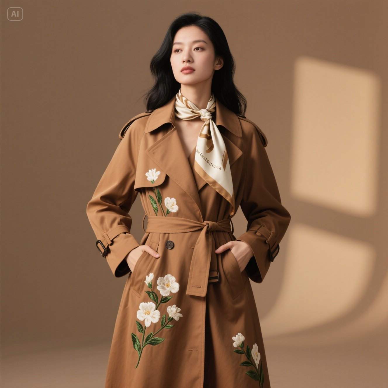 Silk Scarf & Trench Coat