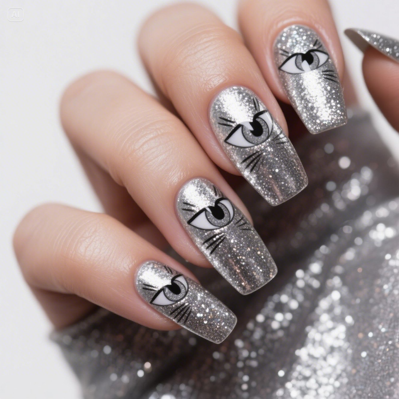 Silver Cat Eye Nails