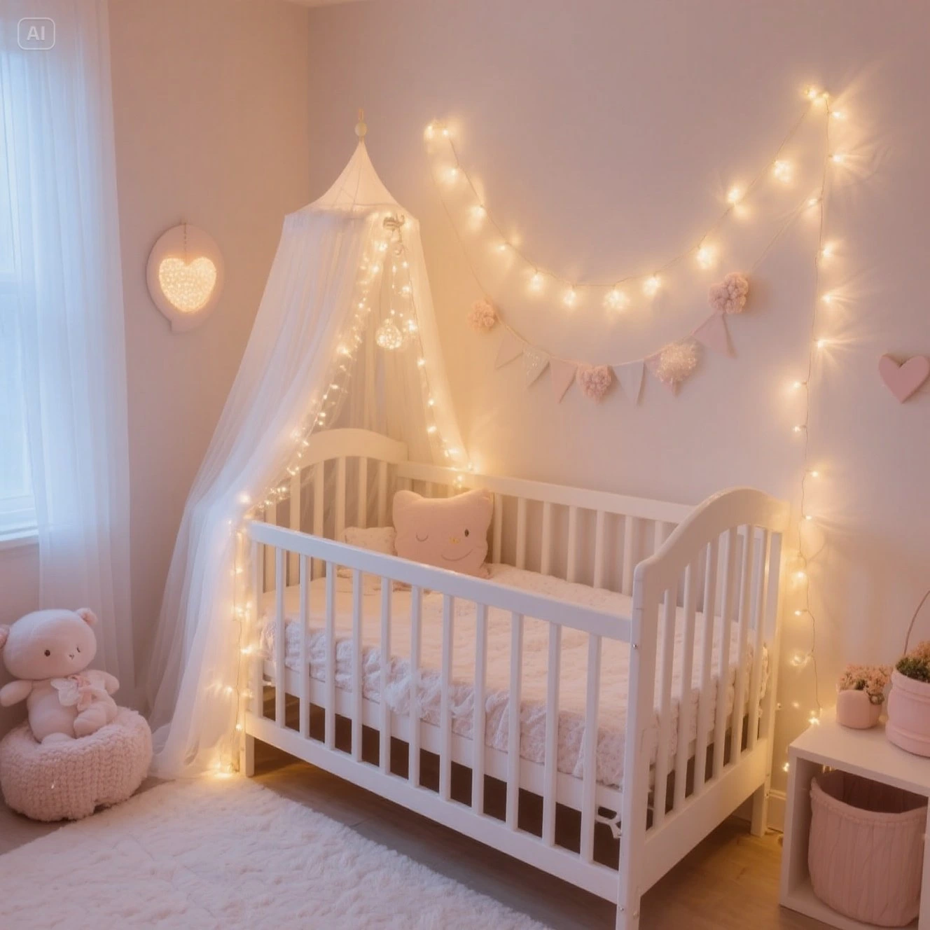 Soft Lighting with Fairy Lights Fairycore Baby Room Ideas